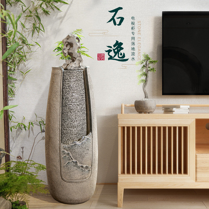 新中式落地流水摆件家居客厅电视柜旁装饰水景室内造景招财循环水,淘宝优惠券,粉丝福利购,淘宝优惠卷