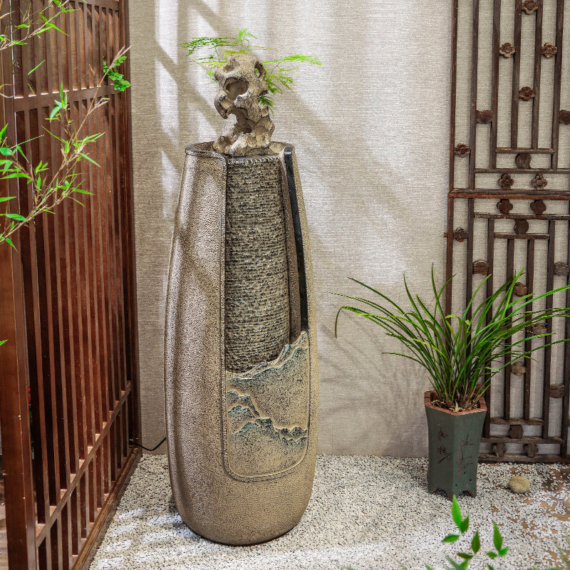 新中式落地流水摆件家居客厅电视柜旁装饰水景室内造景招财循环水,淘宝优惠券,粉丝福利购,淘宝优惠卷