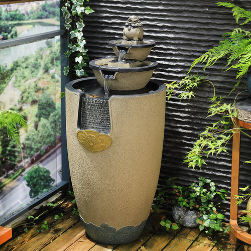 新中式流水摆件室内客厅电视柜旁循环水喷泉落地新居开业招财景观 - 图0