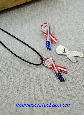美国星条旗共济会百搭镀银吊坠
