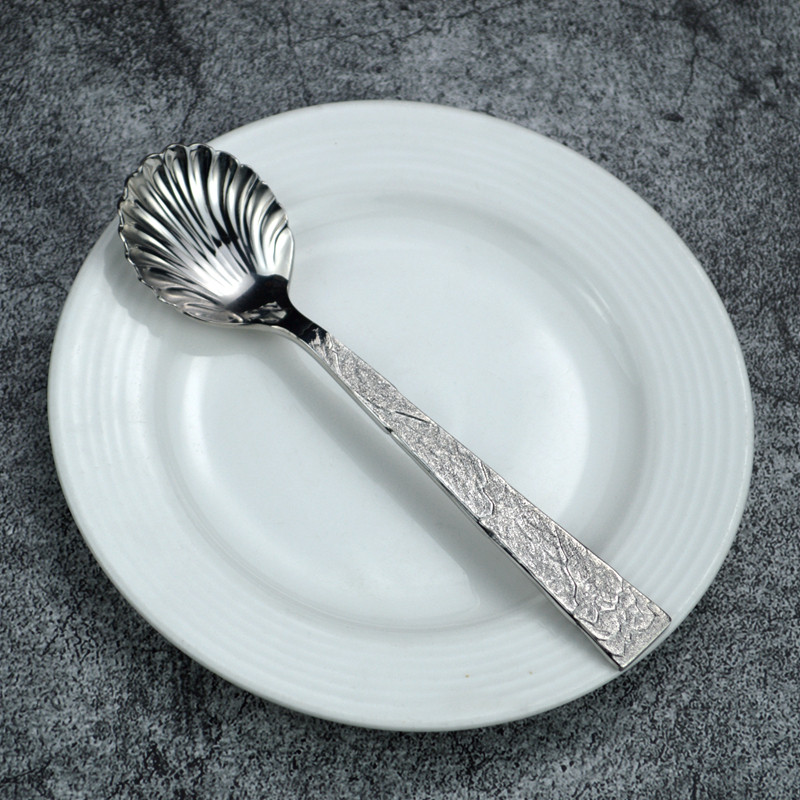 惊艳创意贝壳勺出口法国304不锈钢勺子个性加厚岩石甜品勺主餐勺,淘宝优惠券,粉丝福利购,淘宝优惠卷