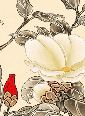 传统花卉花鸟图茶花名画微喷复制