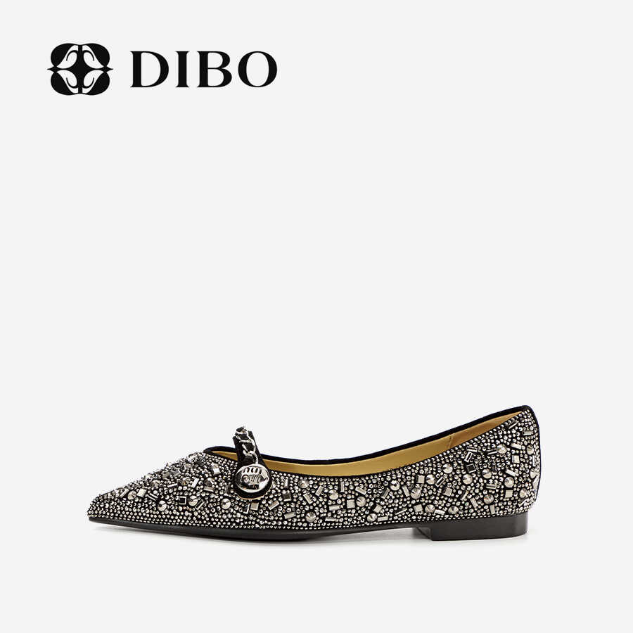 DIBO碲铂尖头平底鞋气质小香风浅口单鞋24146120-图1