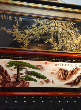 中式装饰画实木立体浮雕挂画走廊