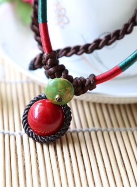 短款民族风复古百搭配饰红项链