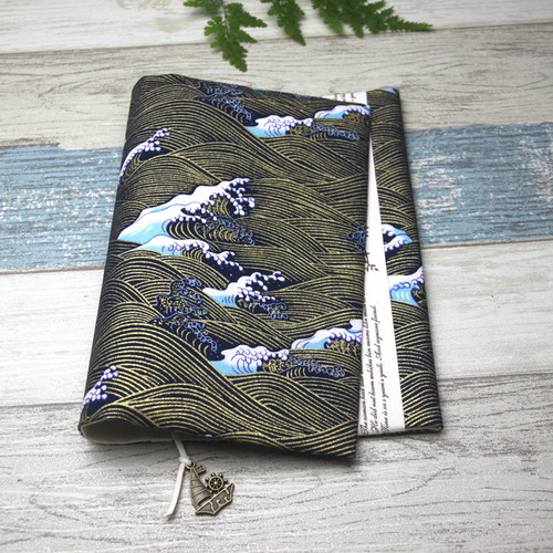 布制书衣和风烫金惊涛布面书衣布书套可调节布封皮封套手账本书皮 - 图0