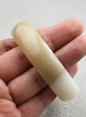 阿达西和田玉75.3g一级白俄料特色糖白玉手镯58.7mm