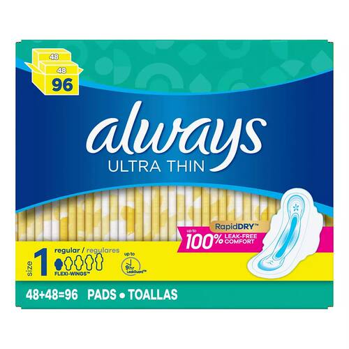 现货 美国Always ultra thin超薄网面日用夜用卫生巾48片可选 - 图3