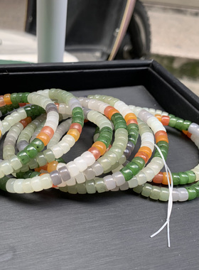 天然和田玉 青海料 直切珠 归圆珠 多宝手串 手链配证书 礼物