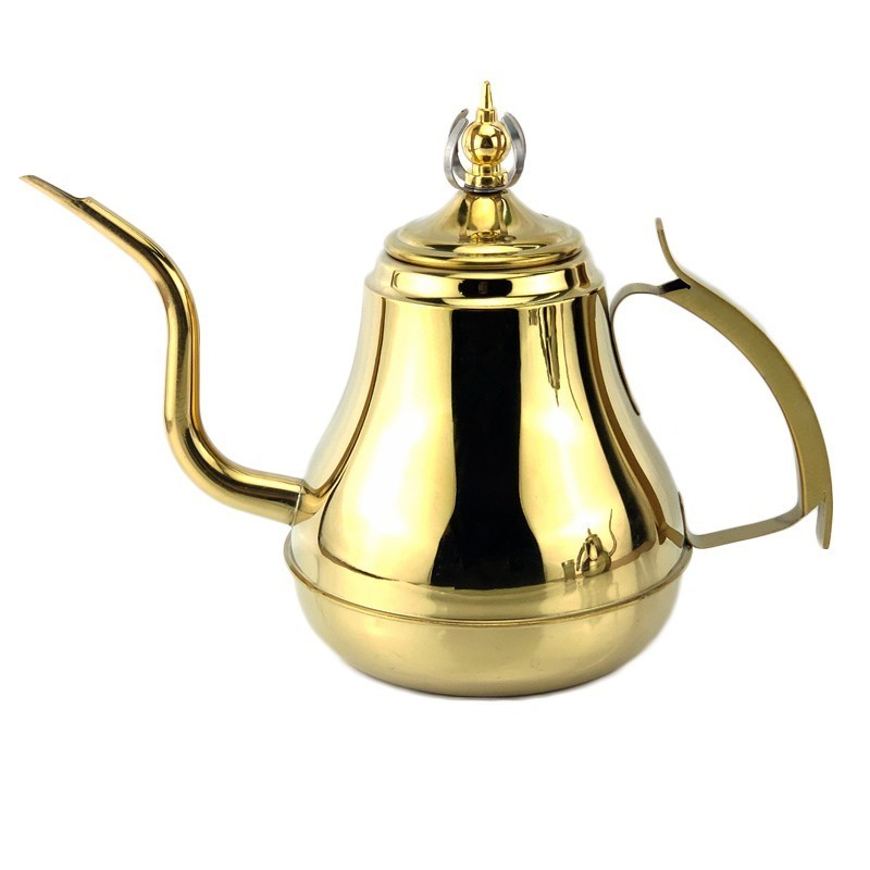 欧式新款不锈钢长嘴金色壶咖啡壶家用饭店泡茶壶单壶冷水烧水壶