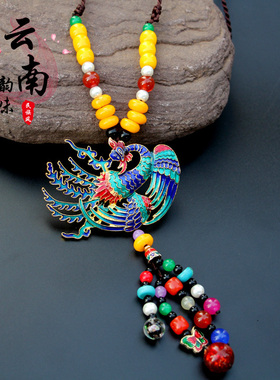 混合材质马鞭链民族风毛衣链项链