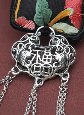 合金布艺棉麻绳女仿老绣长款百搭