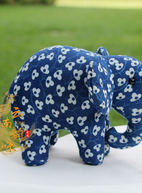 云南民族风印染版纳特色大象摆件