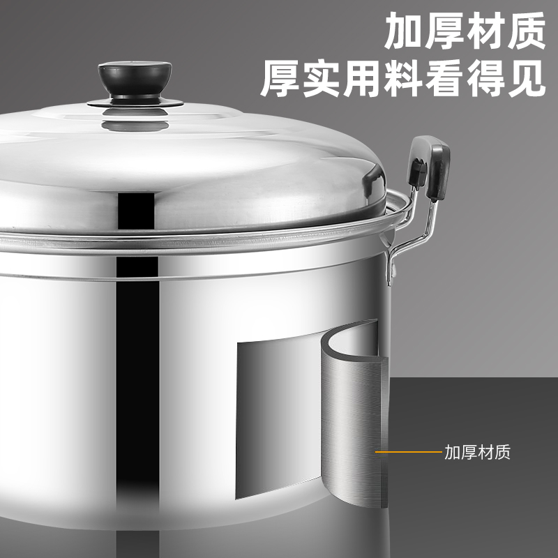 不锈钢汤锅加厚家用大容量煲汤炖锅煮面条煮粥奶锅电磁燃气炉通用 - 图1