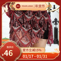 Belly Leather Dance Waist Chain Flow Su Hip Towel New 2023 beginner bright sheet Triangular Towels Waist Towel Waist Seal Accessories Oriental Dance