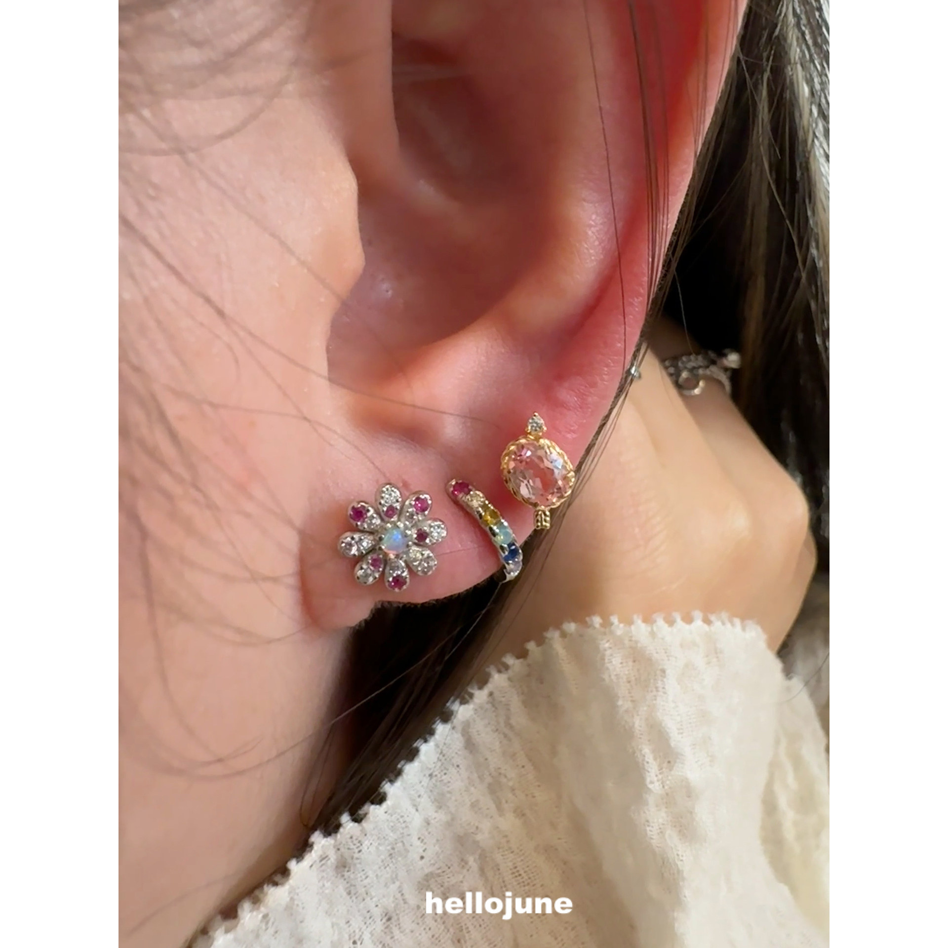 hellojune 花朵耳钉 彩虹耳圈 粉色丘比特之箭,淘宝优惠券,粉丝福利购,淘宝优惠卷