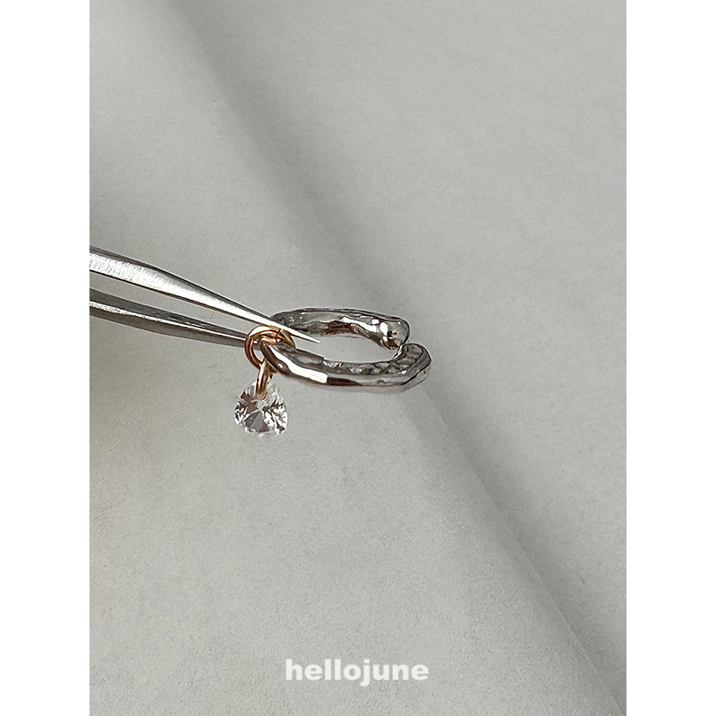 hellojune 7A白透水滴锆石 美产包金不褪色金色悬浮吊坠耳环 耳夹 - 图3