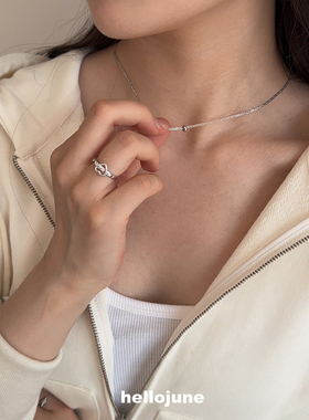 925银迷你滚动小圆环扁猪鼻项链