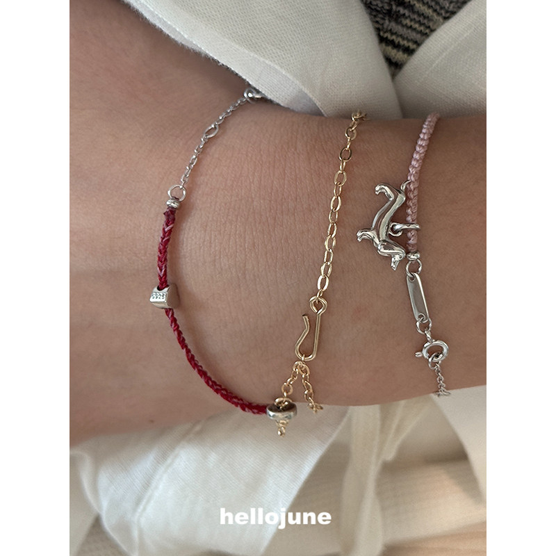 hellojune S925银 手工制作手绳叠戴手链 腊肠狗爱心系列彩色手绳,淘宝优惠券,粉丝福利购,淘宝优惠卷