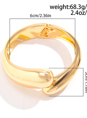 欧美风度假新款时尚ins风复古金属感手镯女个性夸张手环手饰叠戴