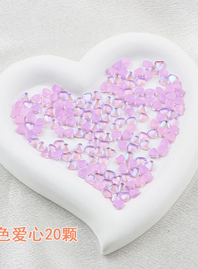 爆款美甲桃心天堂之光水晶摩卡镀彩极光透明爱心贴果冻K9玻璃钻
