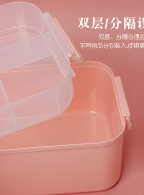 日式美甲材料工具收纳箱可放光疗机甲油胶双层手提式美甲师收纳盒