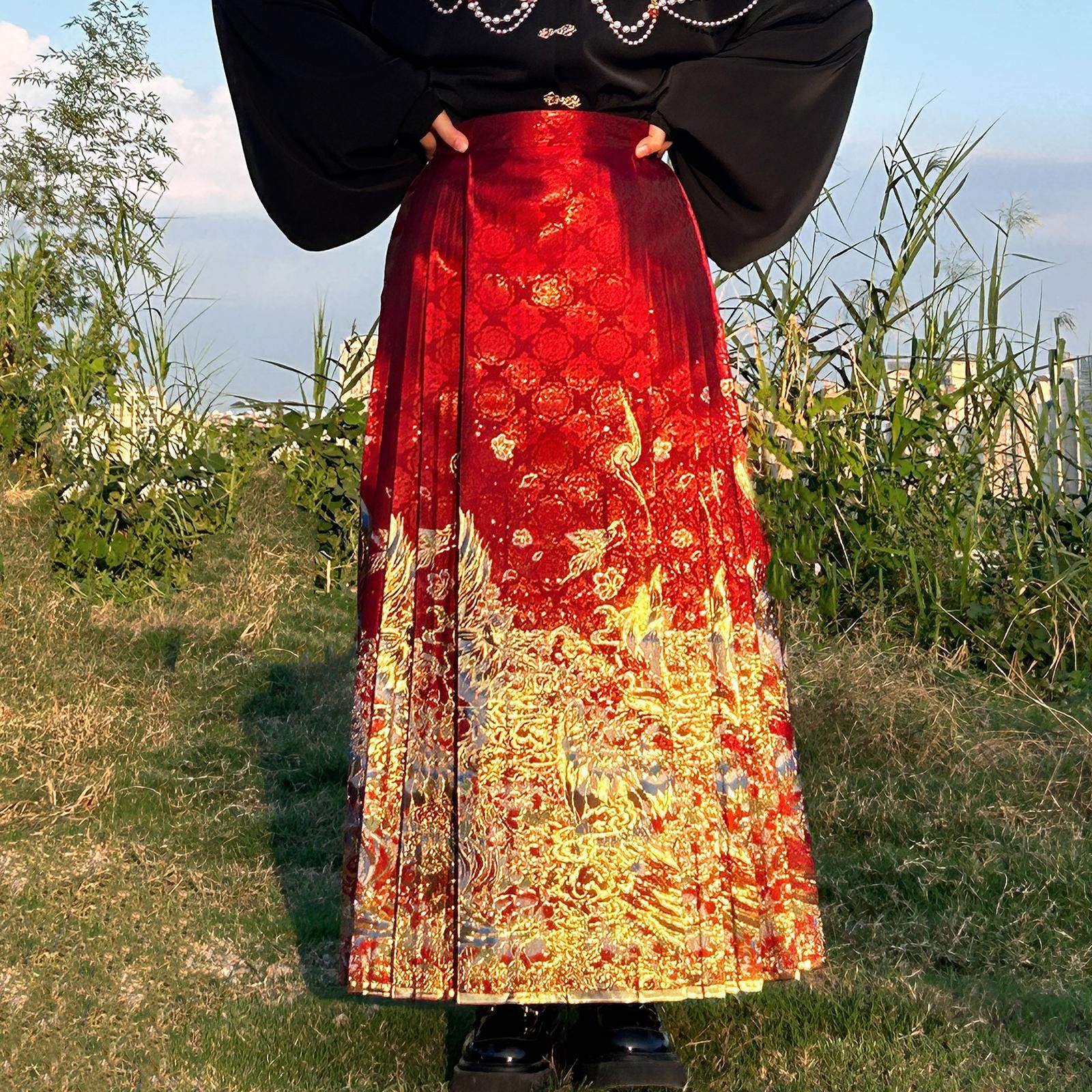 真大鱼大小码原创【凤求凰】中式半身裙改良拉链织金仿妆花马面裙,淘宝优惠券,粉丝福利购,淘宝优惠卷