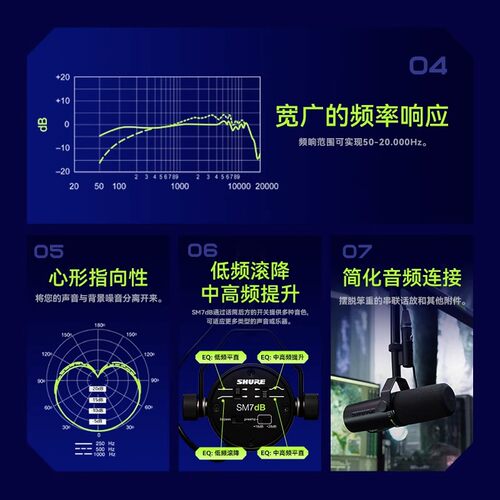 Shure/舒尔SM7db录音室动圈麦克风专业电台播客对话访谈直播话筒 - 图1