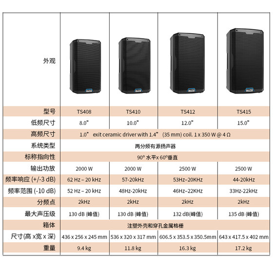 欧图Alto TS4系列专业音箱家庭影院舞台演出K歌酒吧KTV有源音箱