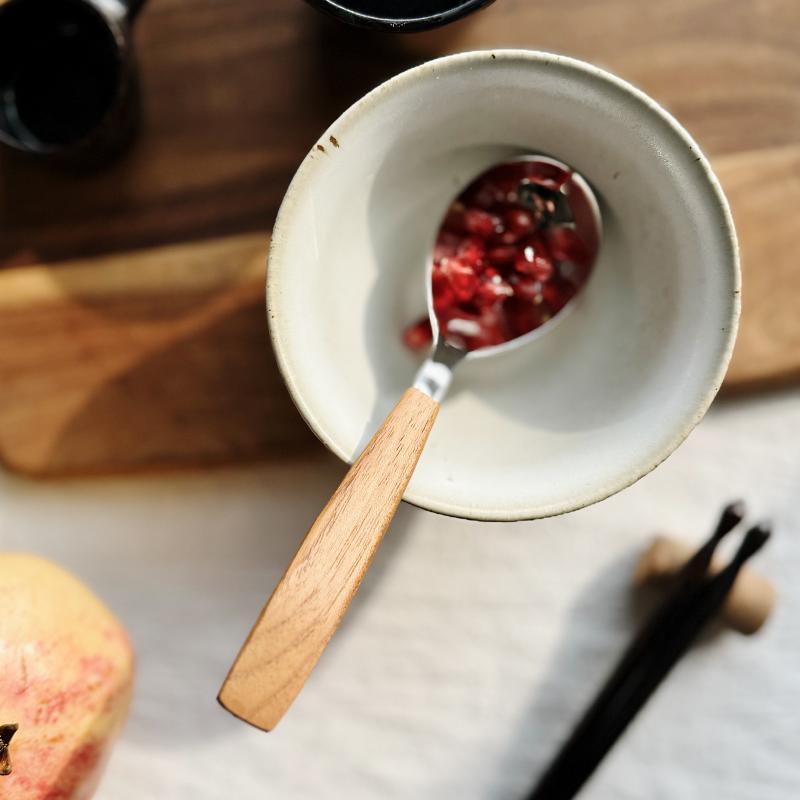 匠心手作木柄品质西餐勺喝汤勺子304不锈钢西餐具调羹柚木柄汤勺 - 图1