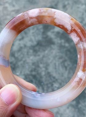 天然橘红色樱花玛瑙百搭胖圆条