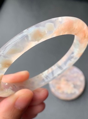 时尚风冰透绿色樱花套装玛瑙手镯