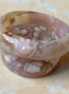 冰透绿色樱花玛瑙菜园子百搭手镯