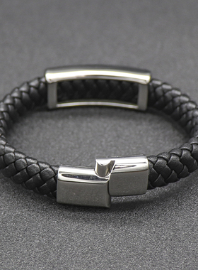 欧美风光面钛钢金色手链定制礼物