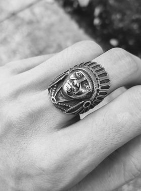 非主流印第安酋长朋克风钛钢戒指