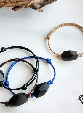 切面黑檀木文艺风可刻字情侣手链