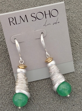 拉睦RLM SOHO绿色石珠手工绕丝设计师腔调文艺术气质耳环项链套装