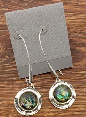 西洋欧美幻彩鲍贝设计师腔调森女文艺范耳钉环坠项链套装