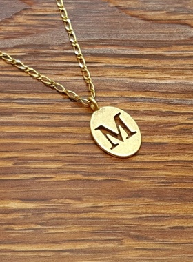 亚光磨花镀金字母M小清新森女文艺范简洁百搭创意复古风小项链