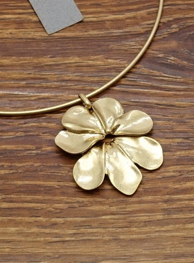 西洋欧美风设计师腔调森女文艺范哑光磨花镀金花朵项圈