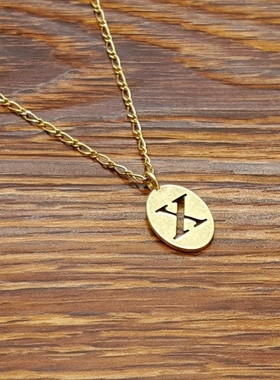 亚光磨花镀金字母X小清新森女文艺范简洁百搭创意复古风小项链