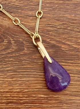 大水滴造型天然紫水晶原矿石设计师腔调森女文艺范舞台走秀场项链