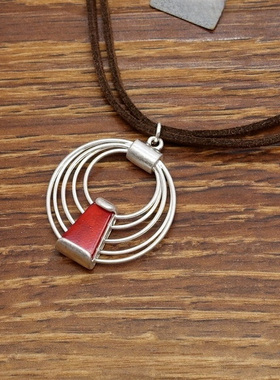 西洋欧美风红色石头镶嵌设计师气质森女文艺范小别致项链