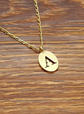 亚光磨花镀金字母A小清新森女文艺范简洁百搭创意复古风小项链
