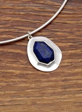 西洋欧美风镶嵌青金石设计师腔调森女文艺范别致个性项圈