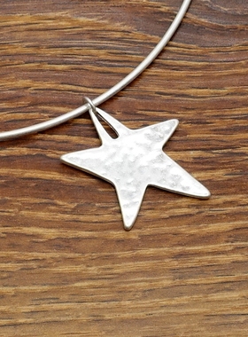 亚光磨花镀银五角星海星设计师腔调森女文艺嘻哈朋克摇滚范项圈