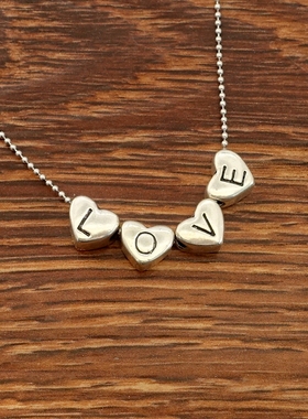 银色桃心爱心字母LOVE创意小别致森女文艺范百搭简洁款式项链