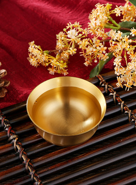 真铜黄铜加厚铜碗家用纯铜金饭碗餐具聚财金碗供水碗家居风水摆件