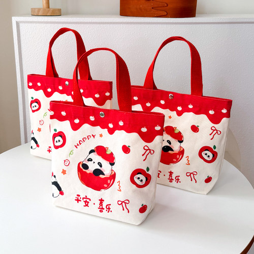 帆布包卡通礼品袋可爱伴手礼袋子饭盒保温包手拎袋上班通勤手提包 - 图0