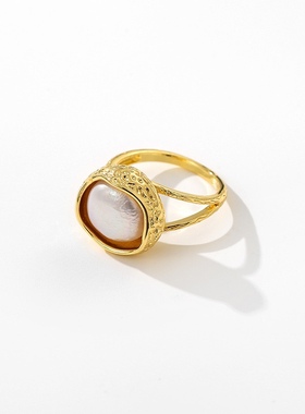 鸟巢设计10-11mm淡水珍珠开口可调节戒指女网红设计感食指指环